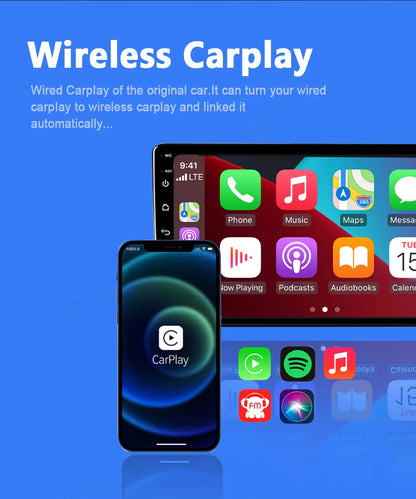 Wireless CarPlay Adapter – 2-in-1 Android Auto Smart Dongle for Volvo, Benz, Cadillac, Jeep, Lexus, Buick, Audi, Mazda, VW, Kia