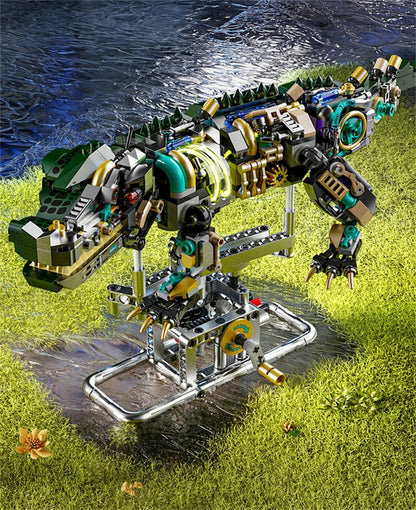 Mechanical Shark & Sea Life Building Blocks Set – Crocodile, Parrot, Mantis, Frog, Manta Ray Toy for Kids