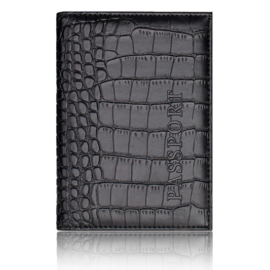 Crocodile PU Leather Passport Holder – Slim Minimalist Travel Wallet for Men & Women