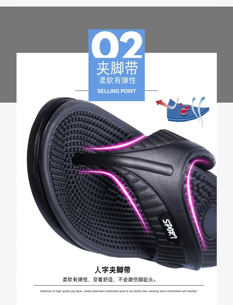 YRZL Summer Men’s Flip Flops - 2024 Soft Bottom Non-Slip Beach Sandals, Comfortable Outdoor Slide Slippers