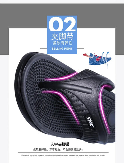YRZL Summer Men’s Flip Flops - 2024 Soft Bottom Non-Slip Beach Sandals, Comfortable Outdoor Slide Slippers
