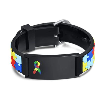 Personalized Autism & Asperger’s Medical Alert Bracelet for Kids – Adjustable Engraved Silicone ID Bracelet for Boys & Girls Gift