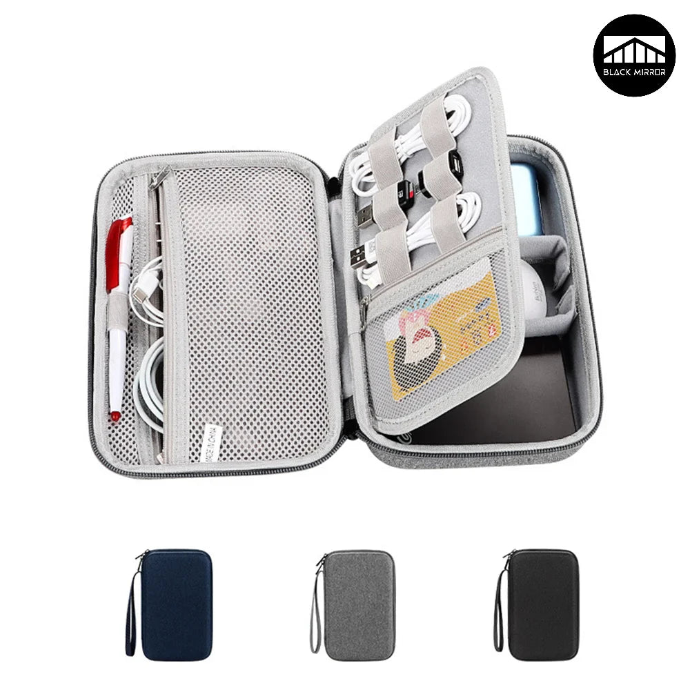Large Capacity Travel Electronics Organizer – EVA Storage Bag for Tablet, Hard Disk, and Cables