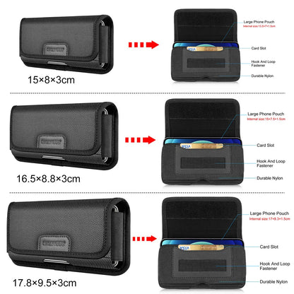 4.7-6.8 Inch Nylon Phone Pouch – Multifunction Cell Phone Belt Clip Holster Waist Bag for iPhone, Samsung & Smartphones