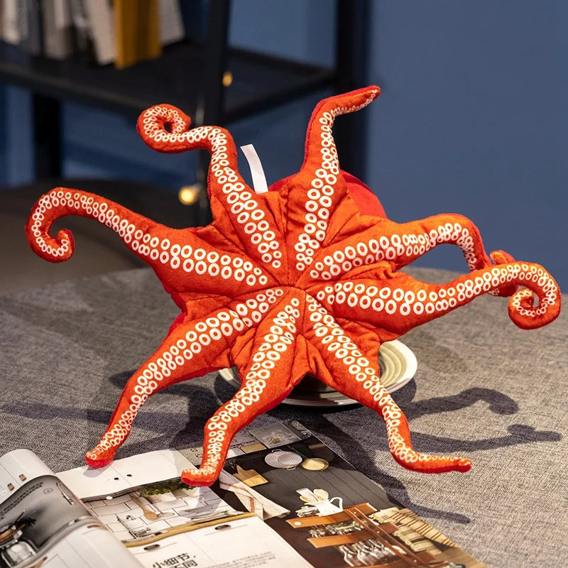 Lifelike Octopus Plush Toy — 40-75cm Red Stuffed Sea Animal Doll for Kids Gifts