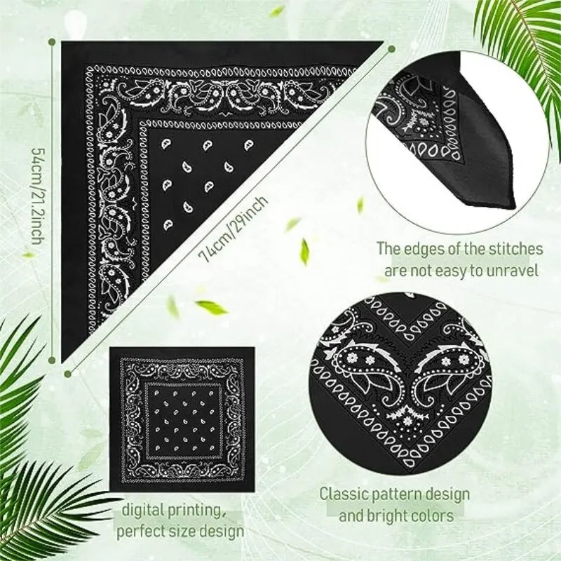 Fashion Bohemian Print Bandana: Versatile Headbands for Outdoor Use - Unisex Hip Hop Style, Also Doubles as Wrist Wraps or Face Mask