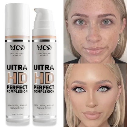 9-Shade Full Coverage Liquid Concealer & Foundation — Natural Matte Base Makeup