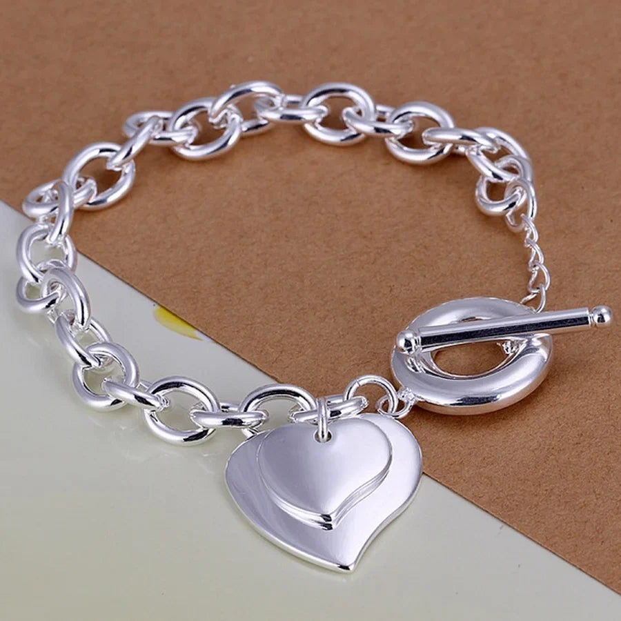 Hot Sale 925 Sterling Silver Solid Chain Bracelet — Charm Fashion Jewelry for Women & Men, Party, Wedding Gift