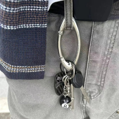 Unisex Essential Belt Icon Carabiner Keychain – Blackout Oval Solid Buckle for Men & Women Bag Accessories