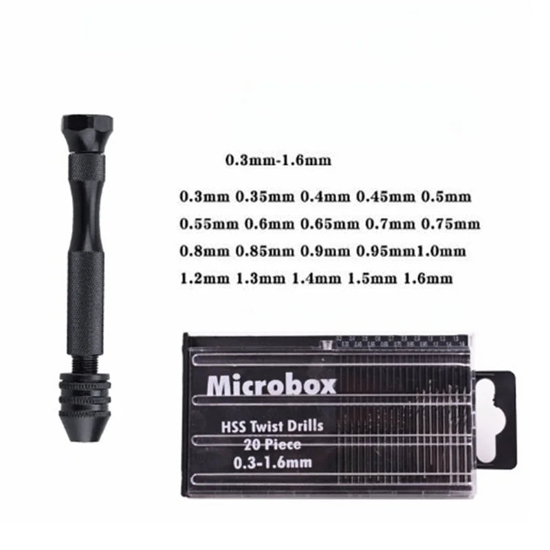 Mini Aluminum Hand Drill with Keyless Chuck – HSS Steel Twist Drill Bit for Woodworking & Manual Drilling