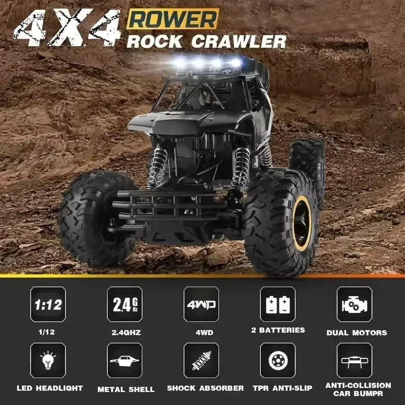 1:12 RC Off-Road 4WD Monster Truck – High-Speed 20Km/h All-Terrain Remote Control Car for Adults & Beginners