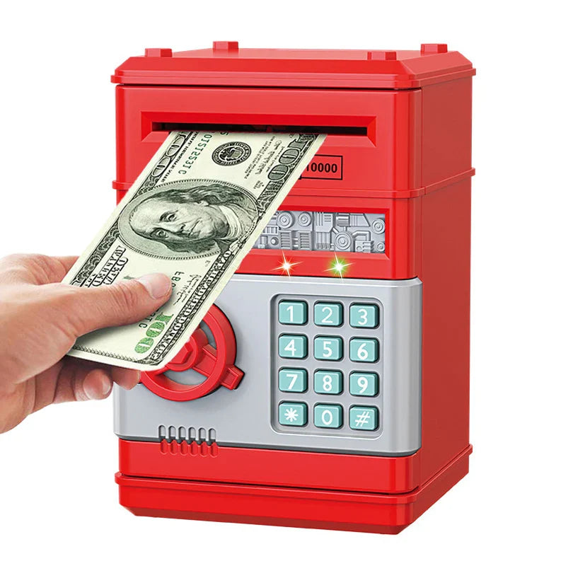 Kids Electronic Password Piggy Bank – Mini Safe Money Box with Code Lock & Auto Cash Slot