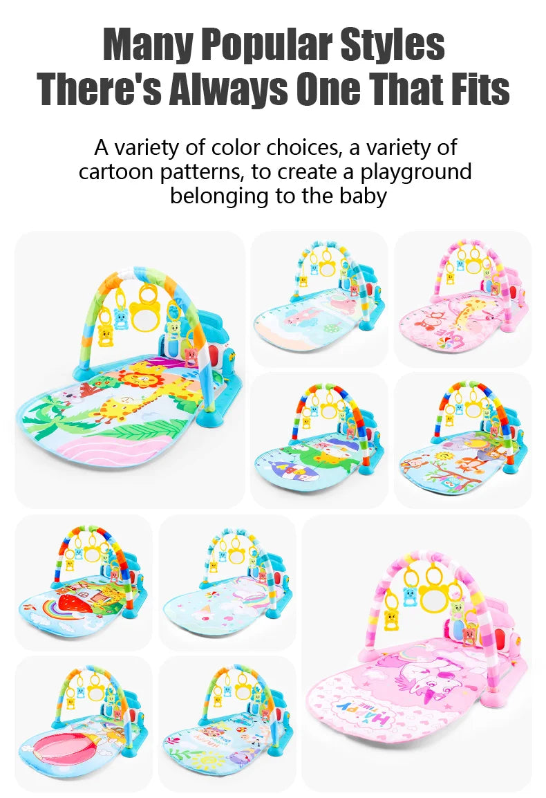 Baby Fitness Stand Music Play Gym – Newborn Piano Crawling Blanket & Pedal Activity Toy for Early Education (0-36 Months)