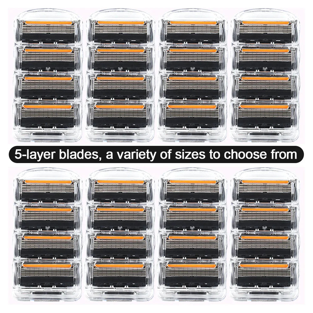 Men’s 5-Layer Fusion Razor Blade Refills – 4/12/24PCS Replacement Cartridges for Beard & Face Shaving