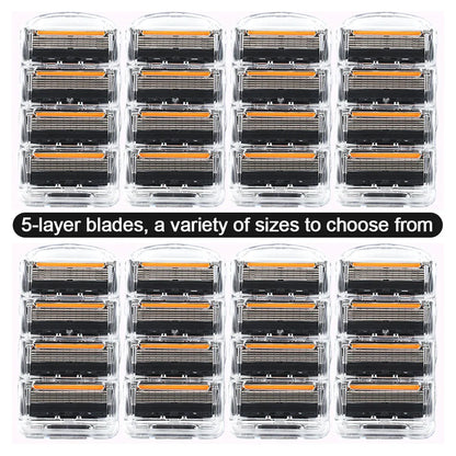 Men’s 5-Layer Fusion Razor Blade Refills – 4/12/24PCS Replacement Cartridges for Beard & Face Shaving