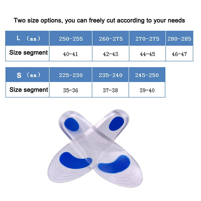 Silicone Gel Medical Insoles – Orthopedic Arch Support for Men & Women, Flat Foot & Plantar Fasciitis Relief Shoe Pads