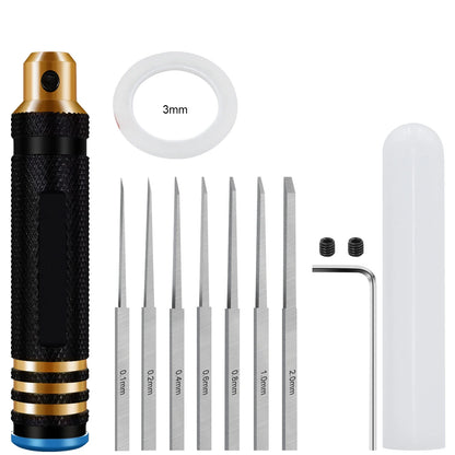 Model Chisel Set with 7 Blades – Gundam Resin Carving, Hobby Scribe & Cutting Tool for RC Car and Drone Repair