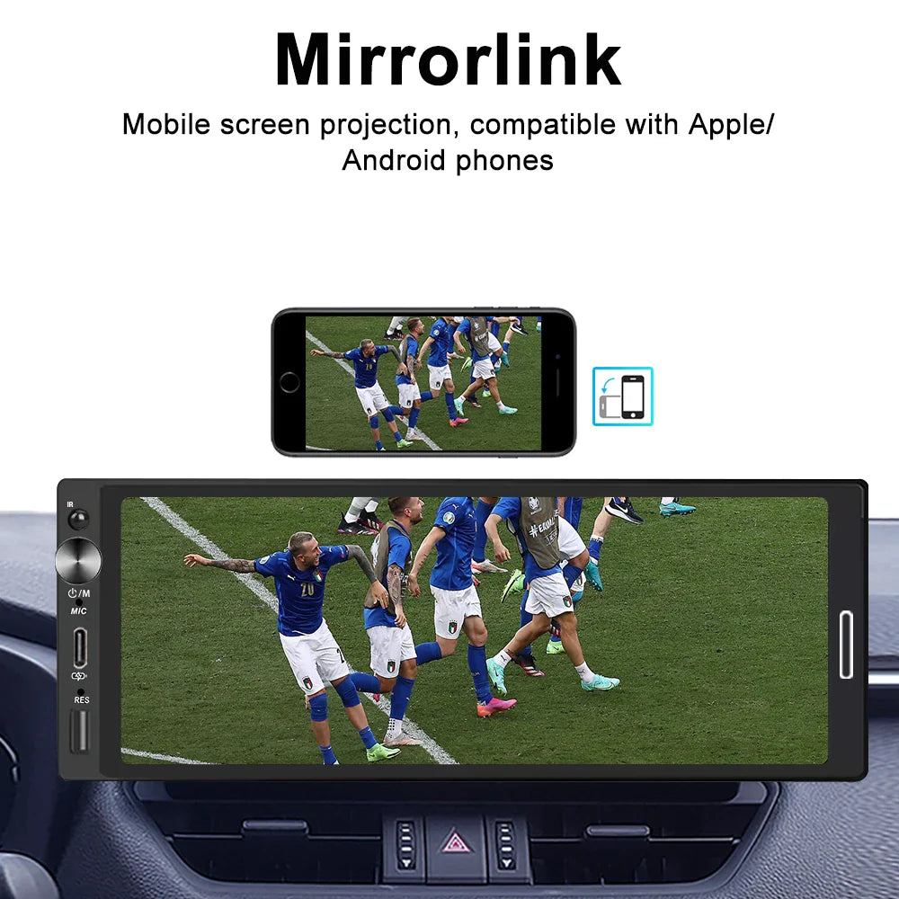 Universal 1DIN 6.9" Wireless CarPlay Android Auto – MP5 Multimedia Car Radio Stereo with TYPE-C Fast Charging