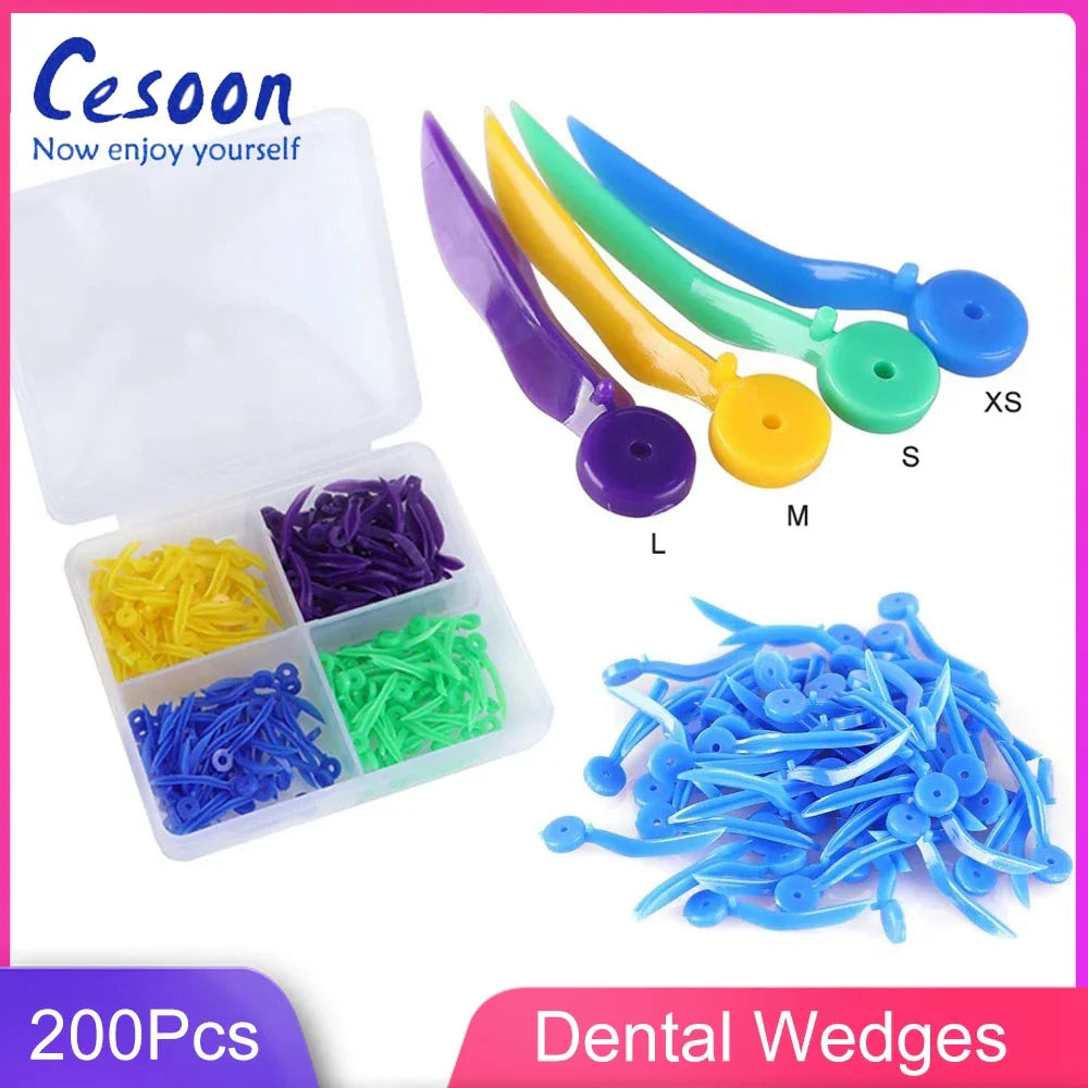 200pcs Disposable Dental Tooth Gap Wedges – 4 Sizes with Hole for Dentist & Oral Care