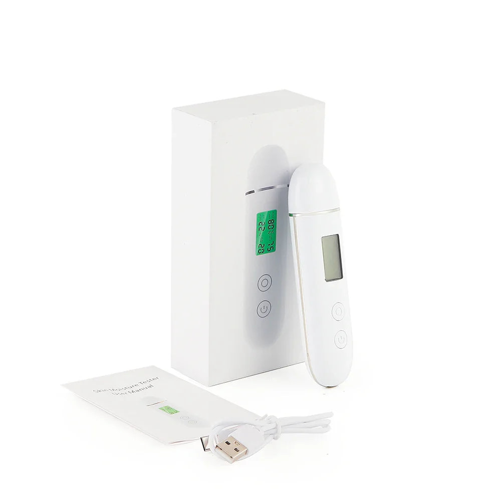 Skin Tester Analyzer - Moisture, Oil Content, Elasticity, and Age Test Meter with Fluorescent Agent Detector