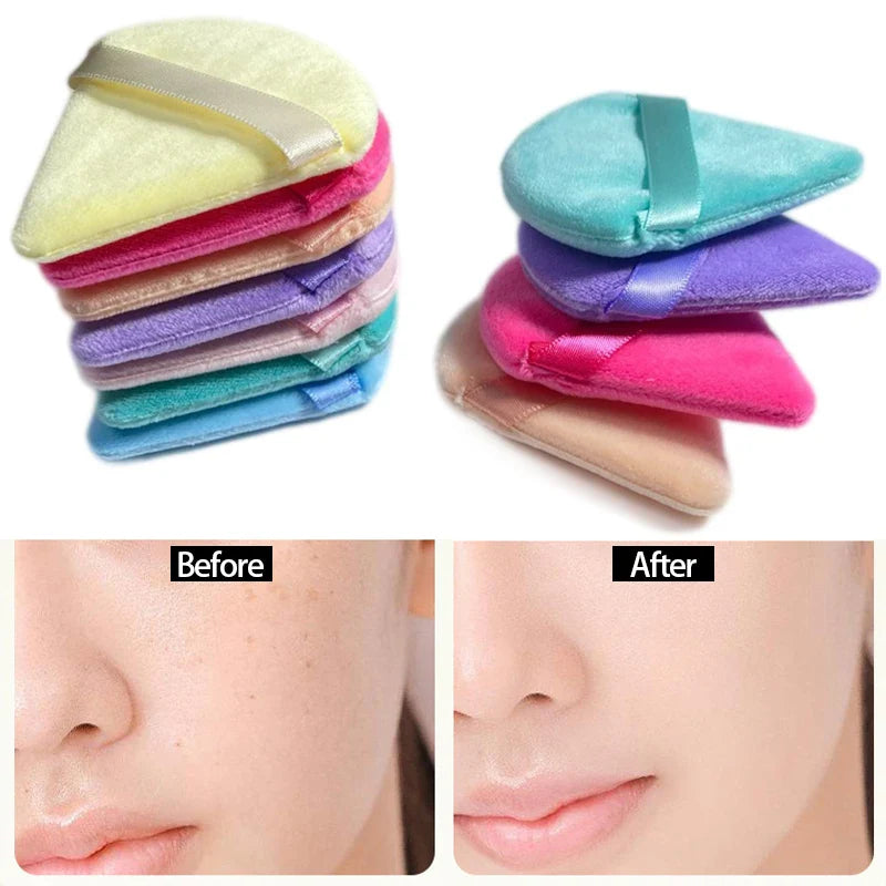 2PCS Velvet Triangle Makeup Puffs – Soft Washable Cosmetic Sponges for Wet & Dry Use with Foundation, Powder, Blush & Shadow