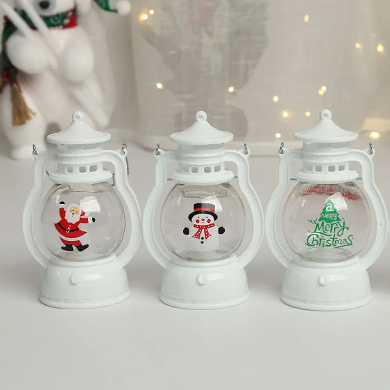 Portable LED Christmas Lanterns – Santa Claus & Snowman Indoor Decor, Battery-Powered for Home Xmas & New Year