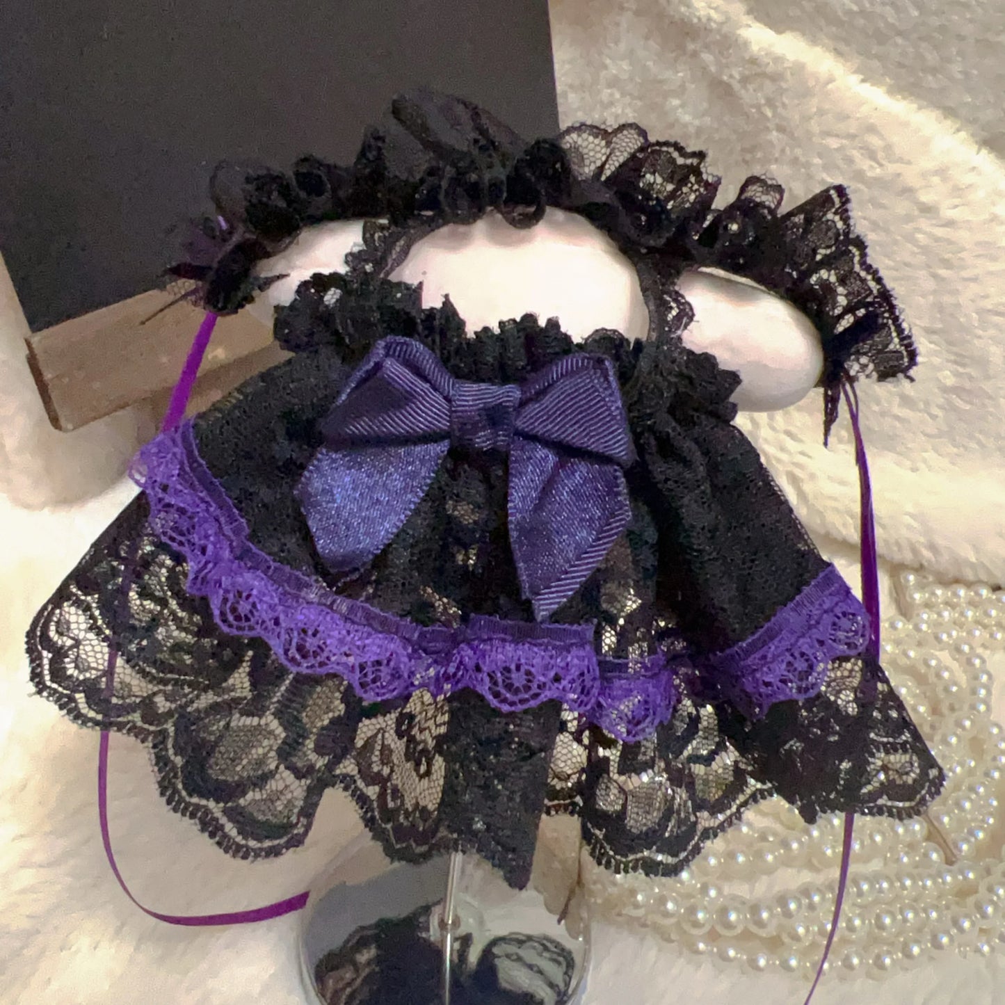 10cm Skullpanda Doll Clothes – Vintage Princess Dress Set with Headwear, Winter Symphony Series