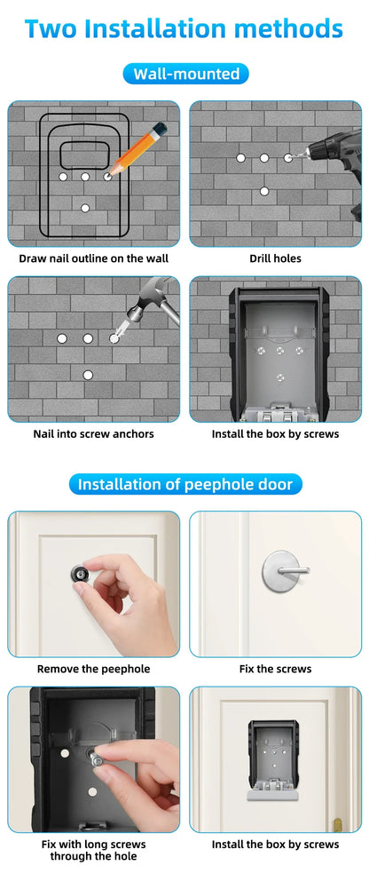 Camluxy Wall-Mounted Key Lock Box – Weatherproof 4-Digit Password Safe for Indoor & Outdoor Anti-Theft Key Storage