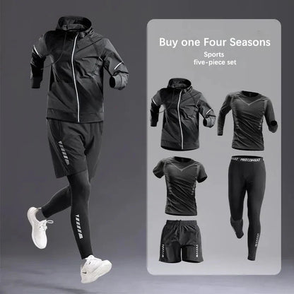 All-Season Men’s Sportswear 5-Piece Set — Tracksuit for Running, Cycling, Fitness & Hiking