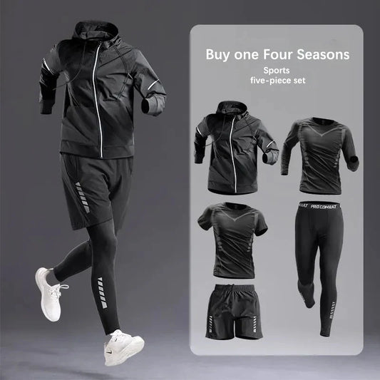 All-Season Men’s Sportswear 5-Piece Set — Tracksuit for Running, Cycling, Fitness & Hiking