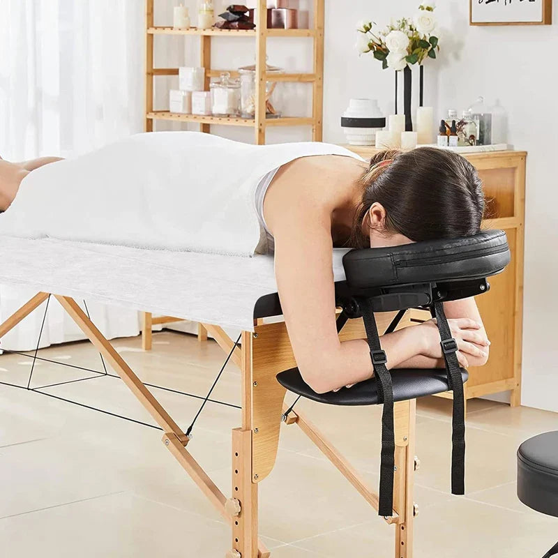 100pcs Disposable White Salon & Massage Table Covers – Breathable Non-Woven Spa & Tattoo Bedsheets