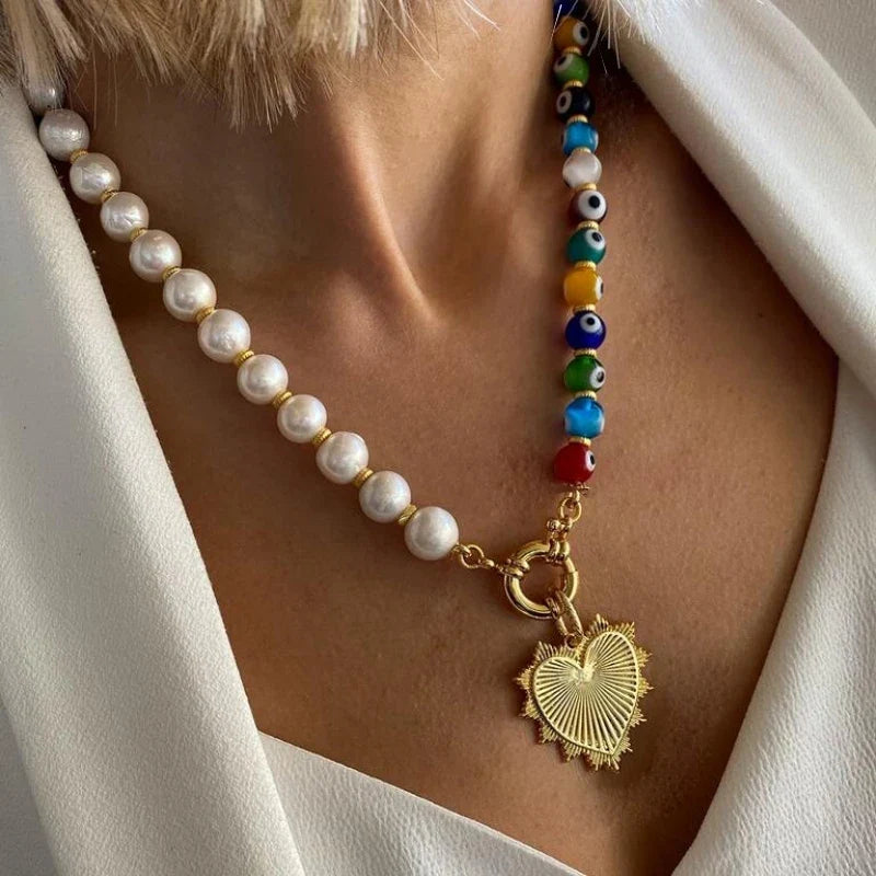 Luxury Pearl Necklace for Women - Adjustable Square Chunky Resin Statement Jewelry