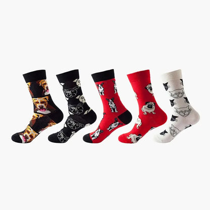 5-Pair Funny Printed Sports Socks - Harajuku Hip Hop Casual Fashion Socks for Men & Women