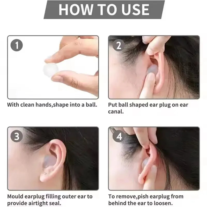 Soft Silicone Earplugs – Reusable Waterproof Noise-Canceling Gel Ear Plugs for Sleeping, Swimming & Flying