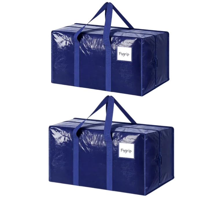 6 Pack Extra Large Moving Bags - Heavy-Duty Waterproof Storage Totes with Handles & Zippers for Home and Dorm Use