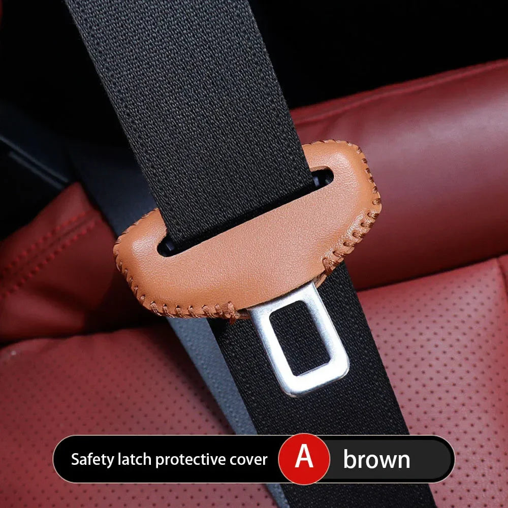 Universal Car Seat Belt Buckle Cover — PU Leather Anti-Collision Protector for Car Interior Accessories