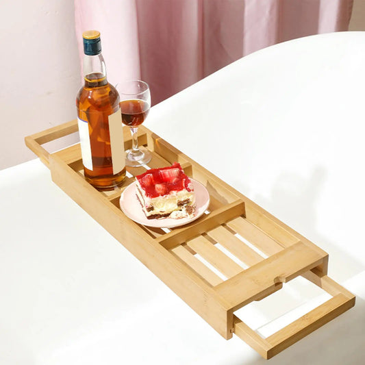 Expandable Bathtub Rack Tray – Bath Shelf Organizer for Soap, Drinks, & Tealights