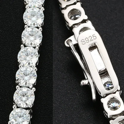 Unisex Moissanite Tennis Chain Bracelet – 925 Sterling Silver Gold Plated Hip Hop Jewelry for Men & Women