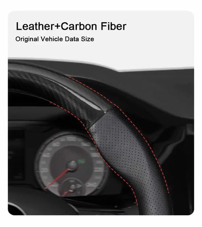 Hyundai Carbon-Fiber Leather Steering Wheel Cover — Fits i20/i30/i40/ix25/ix35/ix55/Elantra/Tucson/Sonata/Solaris/Palisade/Nexo