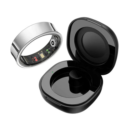 R09 Smart Ring with Charging Case – Heart Rate, SpO2 & Temperature Monitor, 5ATM Waterproof Fitness Ring for Android & iOS