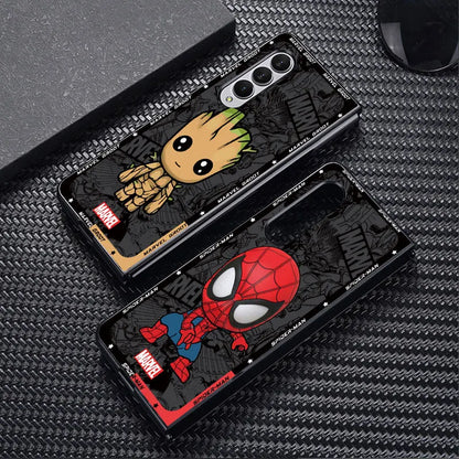 Cartoon Marvel Spiderman & Groot Case for Samsung Galaxy Z Fold 6/5/4/3 5G – Hard PC Shockproof Cover