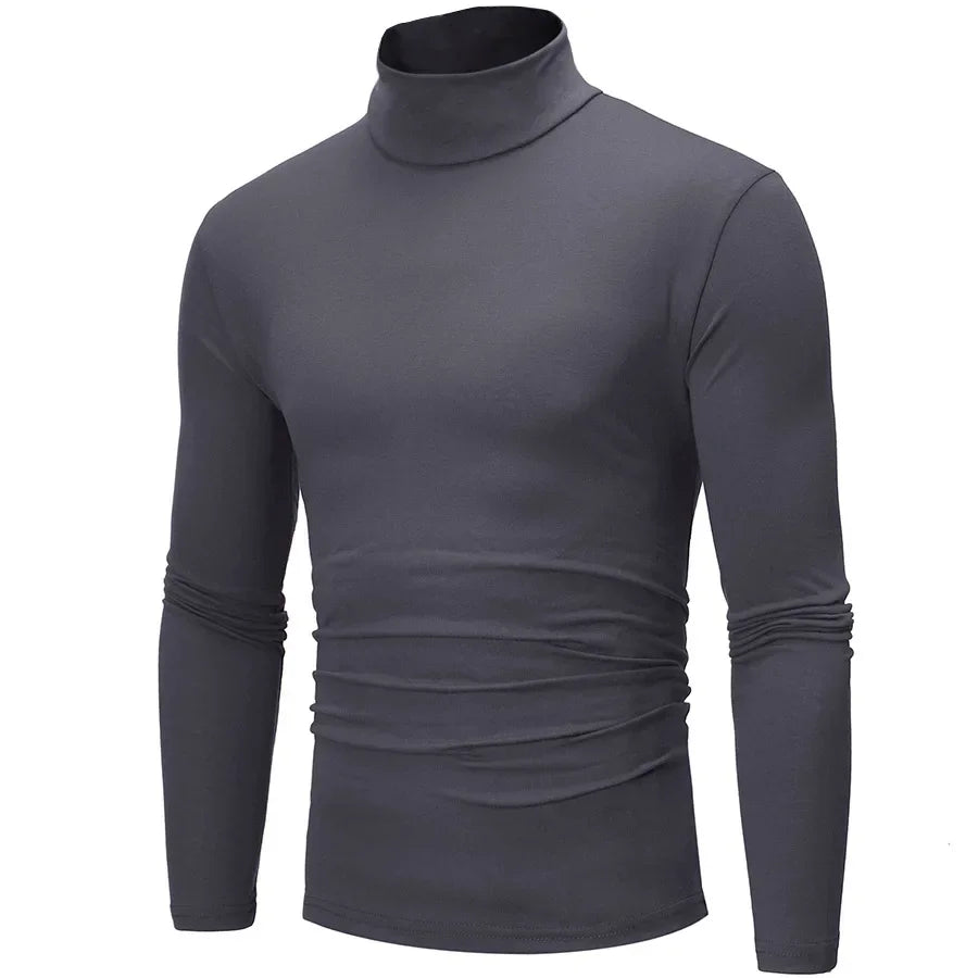 Men's Thin Turtleneck Sweater - Spring Autumn Knitted Warm Pullover Full Color Casual Top
