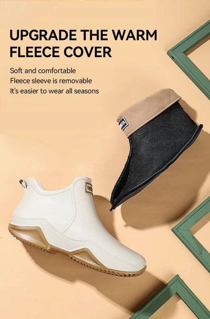 New Waterproof Rain Shoes for Women & Men – Ankle Rain Boots, Anti-Slip, Wear-Resistant, Plush for Summer & Winter