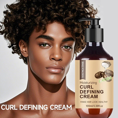 Men’s Castor Oil Curling Cream 100ml - Rosemary & Peppermint Curl Control Hair Styling Cream