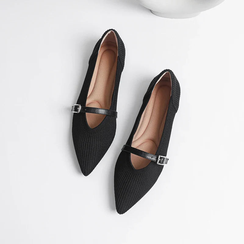 2024 Women's Flat Shoes – Pointed Toe Soft Knitted Sole, Breathable & Comfortable Spring and Autumn New Model