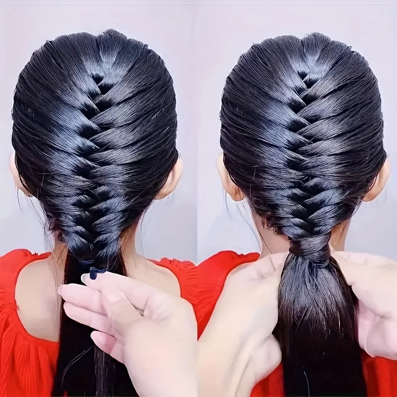 3-Piece Fishbone Weaving Tool Set – Easy Magic Curls & Braids Styling Accessories for Elegant Ponytails