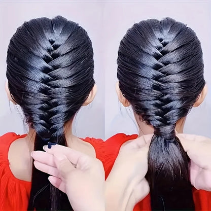 3-Piece Fishbone Weaving Tool Set – Easy Magic Curls & Braids Styling Accessories for Elegant Ponytails