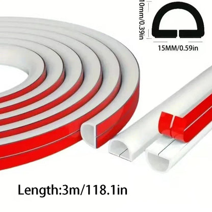 Cable Management Sleeve - 118" Self-Adhesive PVC Cord Hider for Wall & Floor, Insulated Wire Cover