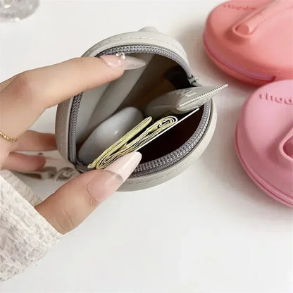 Lip Gloss & Makeup Organizer Bag — Female Toiletry Kit with Zip, Mirror, and Cosmetic Storage Pouch