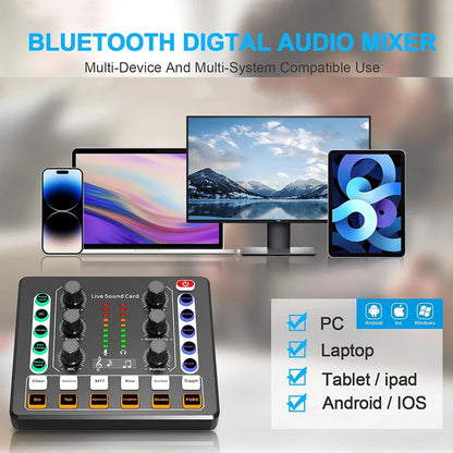 Audio Interface DJ Mixer Sound Card with Effects & Voice Changer for Streaming, Podcasting & Gaming   2/2